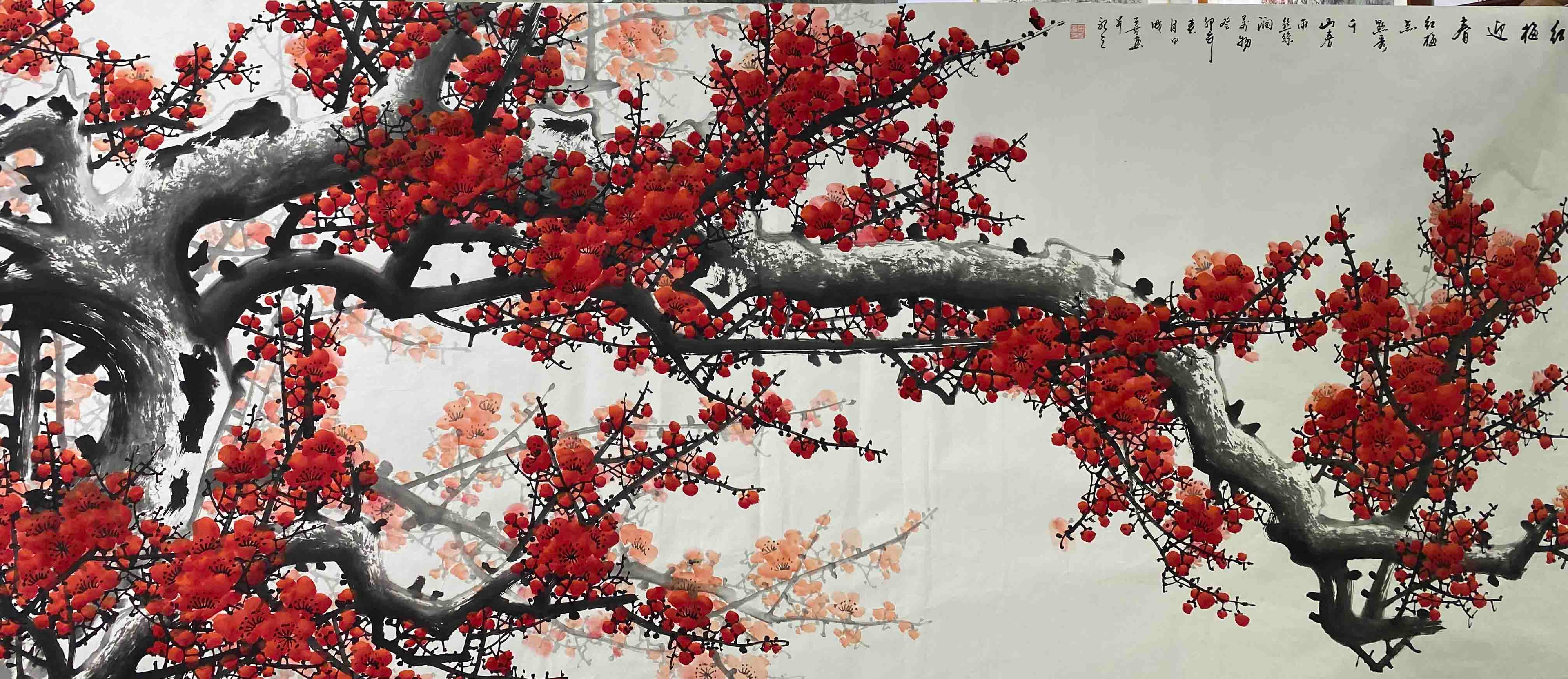 Red Plum Blossoms Welcoming Spring