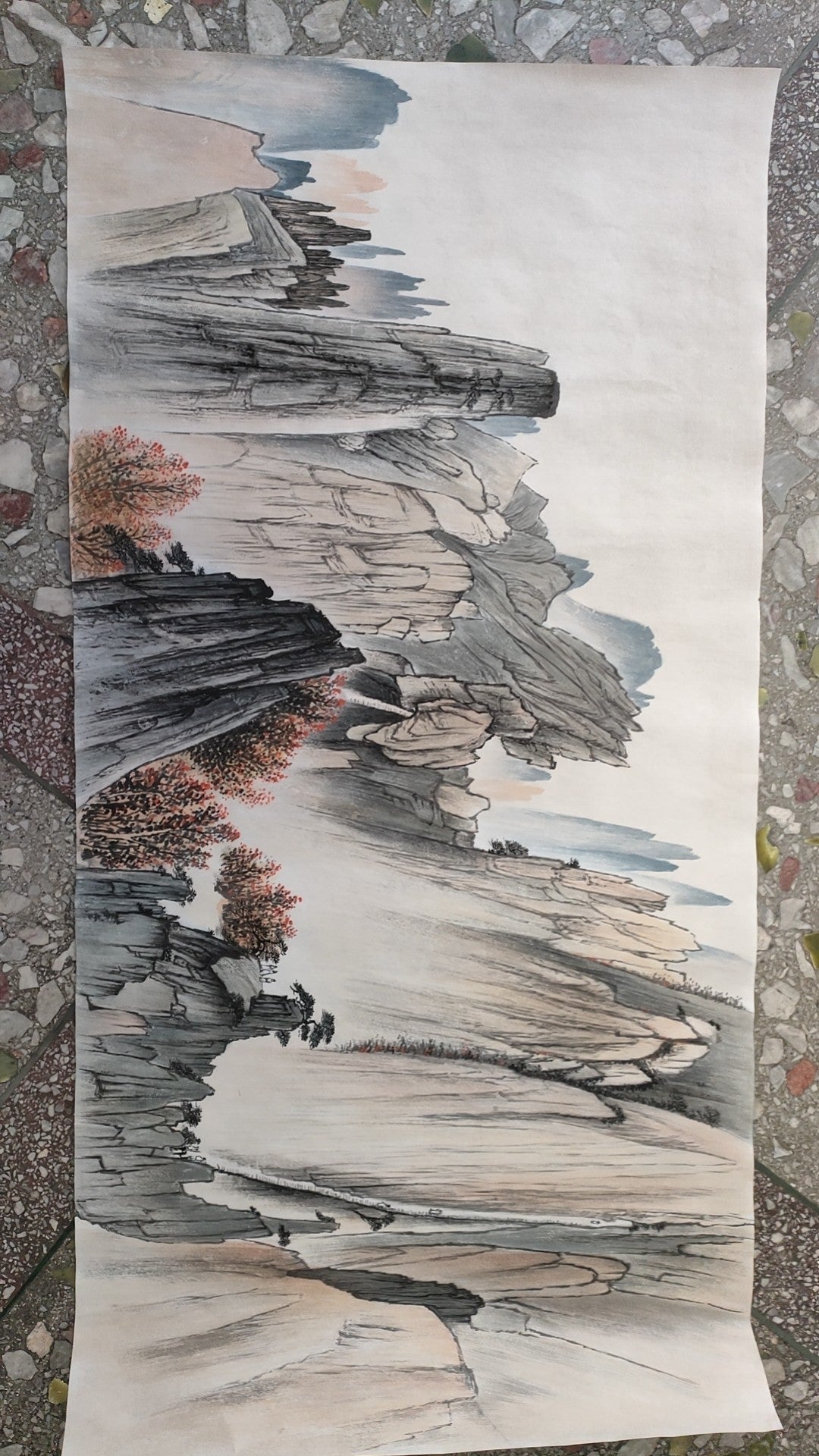 Autumn Mountains with Layered Rocks