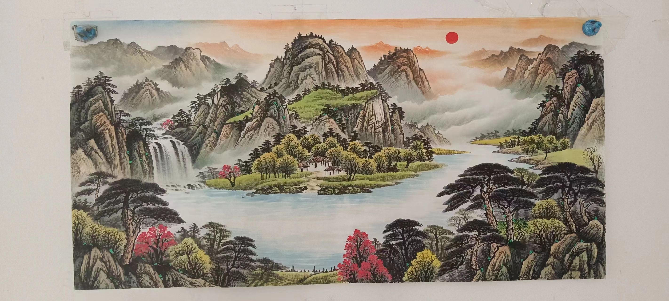 Sunrise over Majestic Mountains and Rivers